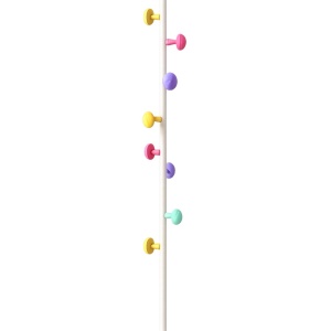 Cuier pentru haine, awwaline, alb, otel carbon, 7 carlige in forma de ciuperca, 167 x 30 cm