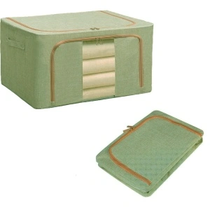 Cutie depozitare pliabila pentru haine, cuverturi, lenjerie de pat, awwaline, verde, cu fereastra frontala, 2 deschideri, 24l, 40x30x20 cm - Img 2