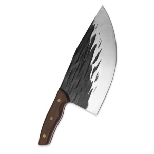 Cutit macelar otel inoxidabil forjat la rece, awwaline, 32 x 9.4 cm, lama 20 cm, Maro, Antiaderent, ideal pentru Dezosat, Filetat - Img 1