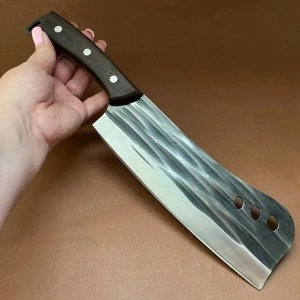 Cutit profesional otel inoxidabil forjat la rece, awwaline, 33 x 7 cm, lama 21 cm, Maro, Antiaderent, ideal pentru Tocat, Dezosat, Filetat, Decojit - Img 6