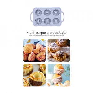 Forma copt 6 prajituri, awwaline®, gri, silicon, manere intarite, ideala pentru briose - Img 5