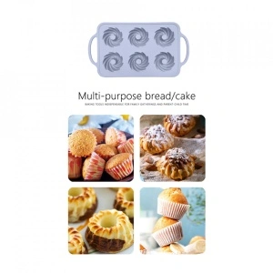 Forma copt 6 prajituri, awwaline®, gri, silicon, manere intarite, ideala pentru briose - Img 5