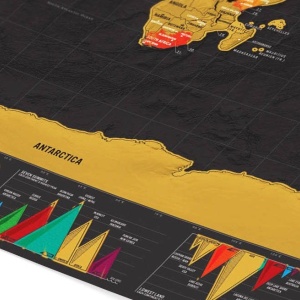 Harta razuibila World Map, Model Deluxe Large 59,4 x 82,5cm, tub si accesorii de razuit cadou - Img 3