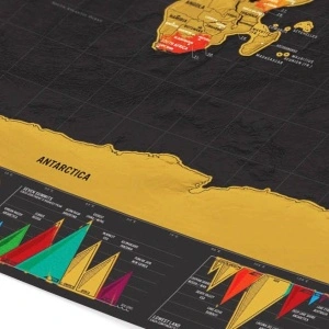 Harta razuibila World Map, Model Deluxe Large 59,4 x 82,5cm, tub si accesorii de razuit cadou - Img 3