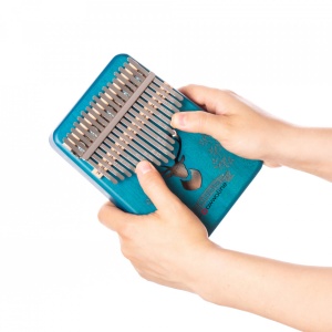Kalimba, instrument muzical cu 17 Note, awwaline, lemn albastru, model cerb - Img 4