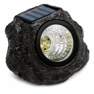 Lampa solara decorativa de exterior, awwaline, forma de piatra, pentru gradina, IP65 impermeabil, lumina puternica 4 LED-uri, lumina alb rece, 11 x 10 cm
