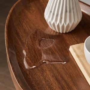 Masuta cafea ovala, awwaline, lemn, maro, C-Shaped, 45 x 30 x 60 cm - Img 3