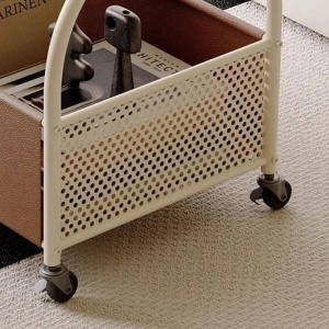 Masuta portabila cu compartiment depozitare, awwaline, cadru metalic alb, blat din sticla, 55 x 36 x 53 cm - Img 5
