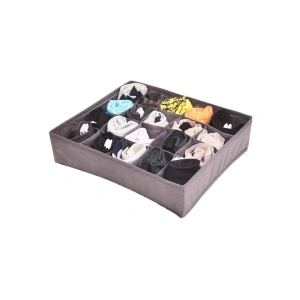 Organizator haine 20 compartimente, awwaline, gri, 32 x 32 x 10 cm, ideal pentru sosete, lenjerie intima, curele sau cravate