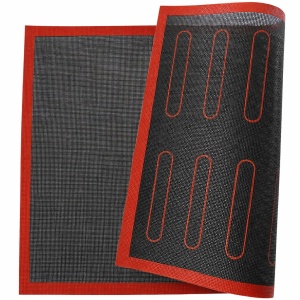 Plansa din silicon pentru copt eclere, awwaline, negru/rosu, 40 x 30 cm, ideala si pentru fursecuri, rulouri, prajituri
