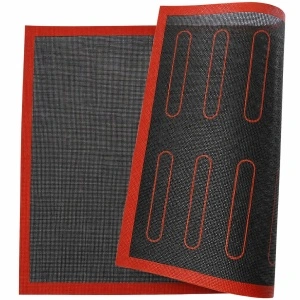 Plansa din silicon pentru copt eclere, awwaline, negru/rosu, 40 x 30 cm, ideala si pentru fursecuri, rulouri, prajituri - Img 1