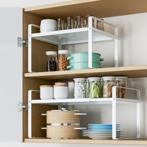 Raft extensibil pentru bucatarie, awwaline, alb, metal, 38-60 x 27.7 - Img 4