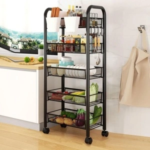 Raft metalic slim cu 5 nivele, awwaline, negru, multifunctional, rotativ 360°, 45 x 27 x 105 cm - Img 2
