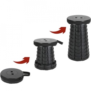 Scaun rotund retractabil, awwaline®, negru, extensibil, pliabil, portabil, ideal pentru activitati outdoor, camping, pescuit - Img 2