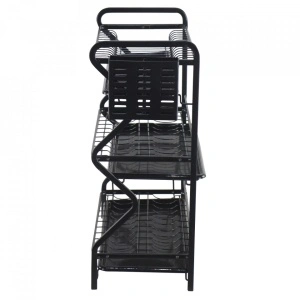 Scurgator vase cu suport de tacamuri si pahare, awwaline, negru, 3 niveluri, tava scurgere, 46 x 24.5 x 60 cm - Img 2