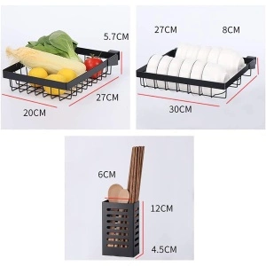Scurgator vase deasupra chiuvetei, awwaline, negru, 2 niveluri, cu suport tacamuri, 85 x 52 x 32 cm - Img 7