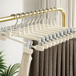 Set 10 umerase cu clips pentru pantaloni, awwaline, crem, otel, 31 x 13 cm - Img 4