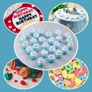 Set 26 litere ornare prajituri, awwaline, albastru, decupatoare pentru martipan, biscuiti, aluat, Litere Mari - Img 2