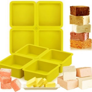 Set 4 forme silicon, awwaline, patrate, galben, ideale pentru briose, prajituri, oua, proiecte DIY, ceara, lumanari, sapun, rezistente la temperaturi -40 pana la 250 grade - Img 7