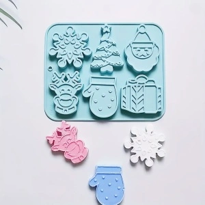 Set 6 forme silicon de Craciun, awwaline, albastru, ideale pentru ciocolata, bomboane, turta dulce, produse patiserie - Img 3