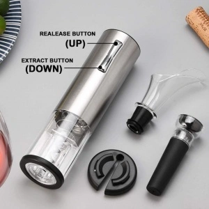 Set tirbuson electric si accesorii vin, awwaline, argintiu, 4 piese, incarcare USB - Img 6