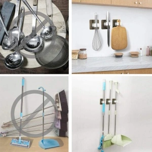 Suport multifunctional de perete, awwaline®, sistem ingenios de agatare, prindere cu adeziv fara gauri, ideal pentru maturi si mop - Img 3