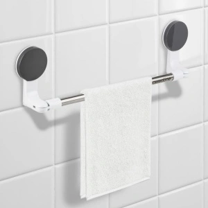 Suport pentru prosoape, awwaline, alb, 34 cm, prindere cu ventuza, permite montarea pe colt - Img 2