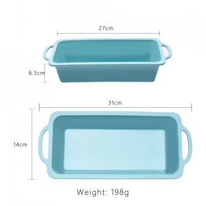 Tava copt silicon, awwaline®, turcoaz, 27 x 14 x 6.5 cm, pentru chec, paine, cozonac, manere intarite - Img 3