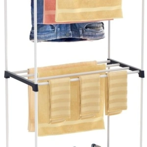 Uscator pentru haine, prosoape, awwaline, alb, 3 nivele, portabil, cu suport pentru incaltaminte, 59 x 30 x 108.5 cm