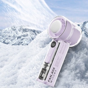 Ventilator portabil cu 5 viteze, awwaline, roz, racitor de aer, efect de gheata, afisaj digital, 3000mAh viata lunga, incarcare rapida TYPE-C, cu snur - Img 2