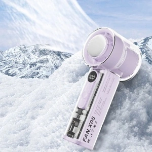 Ventilator portabil cu 5 viteze, awwaline, roz, racitor de aer, efect de gheata, afisaj digital, 3000mAh viata lunga, incarcare rapida TYPE-C, cu snur - Img 2