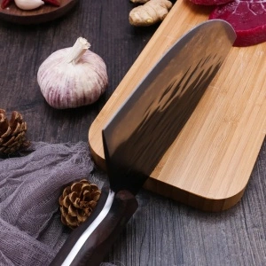 Cutit macelar otel inoxidabil forjat la rece, awwaline, 32 x 9.4 cm, lama 20 cm, Maro, Antiaderent, ideal pentru Dezosat, Filetat - Img 3