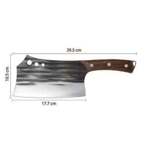 Cutit universal tip satar otel inoxidabil forjat la rece, awwaline, 29.5 x 10.5 cm, lama 17.7 cm, Maro, Antiaderent, ideal pentru Feliat, Transat, Tocat - Img 8