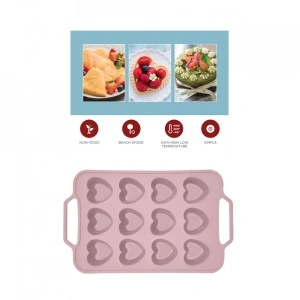 Forma copt 12 prajituri inima, awwaline®, roz, silicon, manere intarite, ideala pentru briose - Img 5