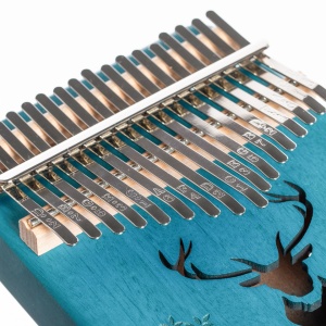 Kalimba, instrument muzical cu 17 Note, awwaline, lemn albastru, model cerb - Img 5