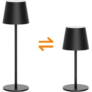 Lampa de masa wireless, awwaline, neagra, metalica, cu touch, 36 x 11.6 cm, reincarcabila USB-C, 3 moduri de ilumiare, 2W - Img 2