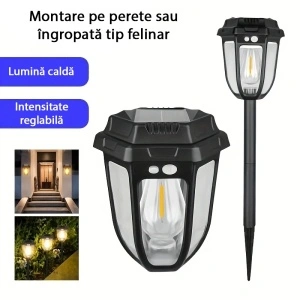 Lampa Solara cu Senzor de Miscare, awwaline, neagra, 2W, 1200 LM, prindere pe perete sau tip felinar, baterie 1200 mAh - Img 2