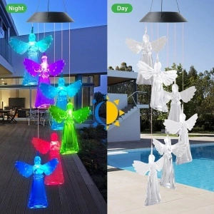 Lampa solara LED tip clopotei de vant, awwaline, multicolor, 6 ingerasi, impermeabil, incarcare solara - Img 4