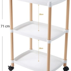Masuta portabila cu 3 nivele, awwaline, alb, maner de transport, 71 x 45 x 32 cm - Img 5