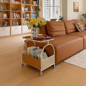 Masuta portabila cu compartiment depozitare, awwaline, cadru metalic alb, blat din sticla, 55 x 36 x 53 cm - Img 6