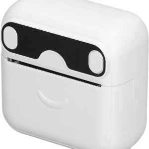 Mini imprimanta portabila, awwaline, alba, Bluetooth, aplicatie pe telefon, compatibil IOS/Android, termica, fara toner, baterie integrata, 5 role autoadezive + 5 role simple incluse - Img 2