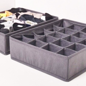 Organizator haine 20 compartimente, awwaline, gri, 32 x 32 x 10 cm, ideal pentru sosete, lenjerie intima, curele sau cravate - Img 2