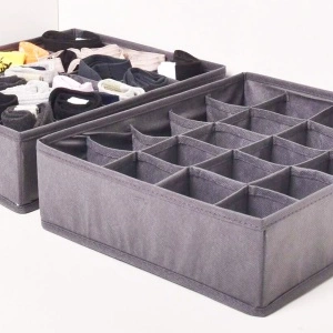 Organizator haine 20 compartimente, awwaline, gri, 32 x 32 x 10 cm, ideal pentru sosete, lenjerie intima, curele sau cravate - Img 2
