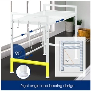 Raft metalic cuptor cu microunde, awwaline, alb, etajera ajustabila, organizator bucatarie, 40-60 x 36.5 x 45 cm - Img 8