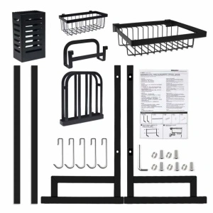 Scurgator vase deasupra chiuvetei, awwaline, negru, 2 niveluri, cu suport tacamuri, 65 x 52 x 32 cm - Img 6
