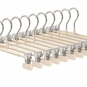 Set 10 umerase cu clips pentru pantaloni, awwaline, crem, otel, 31 x 13 cm