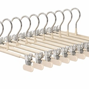 Set 10 umerase cu clips pentru pantaloni, awwaline, crem, otel, 31 x 13 cm