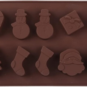 Set 12 forme silicon de Craciun, awwaline, maro, ideale pentru ciocolata, bomboane, turta dulce, produse patiserie - Img 1