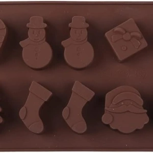 Set 12 forme silicon de Craciun, awwaline, maro, ideale pentru ciocolata, bomboane, turta dulce, produse patiserie