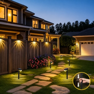 Set 12 Mini Lampi Solare de gradina, awwaline, negru, Senzor de lumina, IP65 impermeabil, lumina LED calda, model semicerc - Img 2